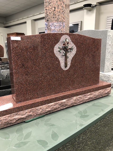 42x6x54 India Red Memorial with Bronze Cross