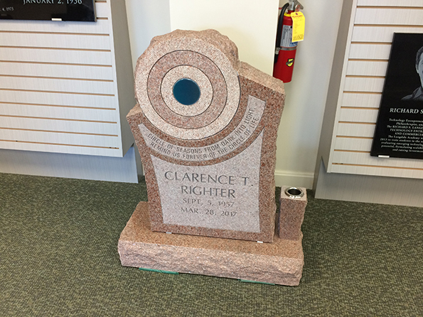 22x6x30 Unique Contour Memorial with Blue Glass Insert