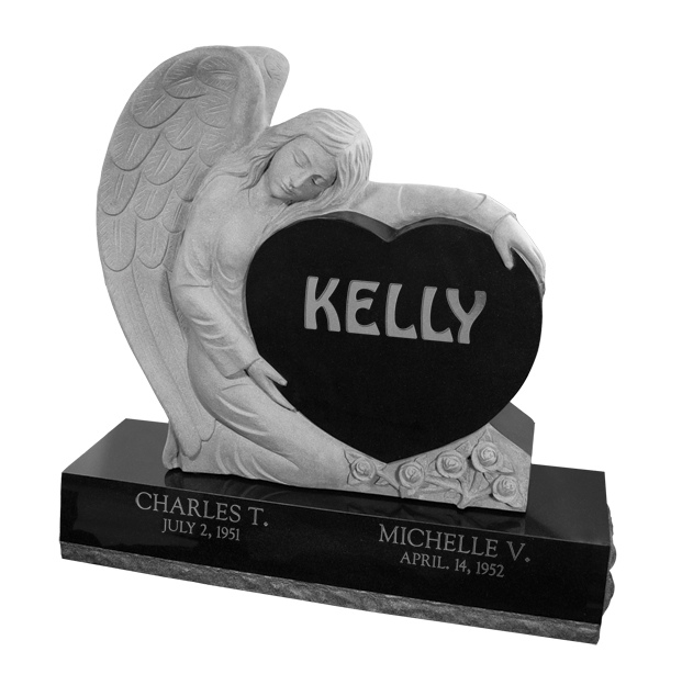 36x8x36 Kneeling Angel Single Heart Memorial